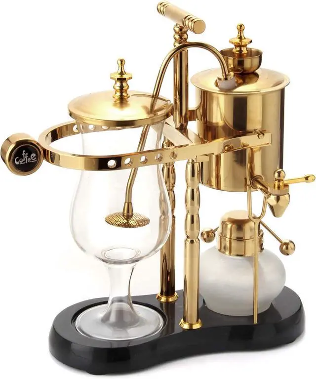 Alt view image 2 of 3 - Diguo Belgian/Belgium Family Balance Siphon/Syphon Coffee Maker, Elegant Double Ridged Fulcrum with Tee handle (Classic Gold)