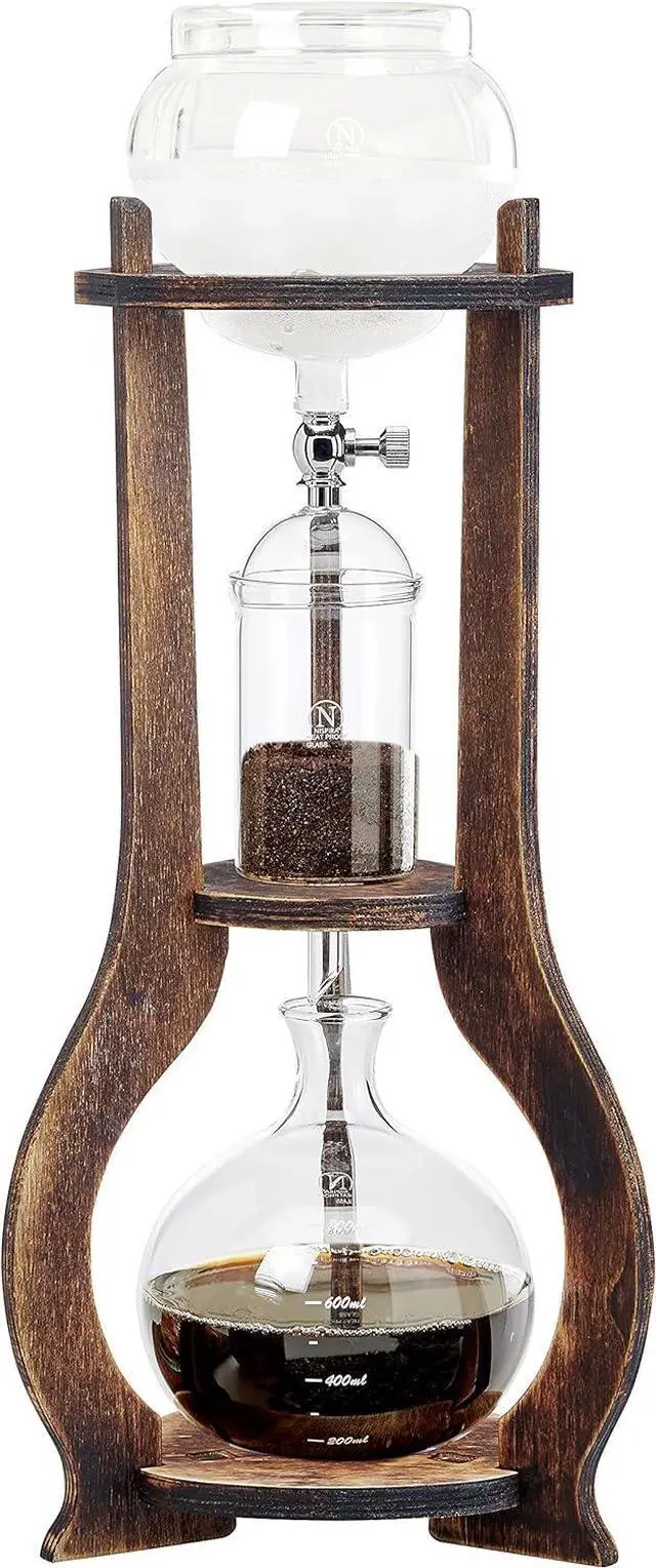 Alt view image 2 of 5 - Nispira Iced Coffee Cold Brew Drip Tower Coffee Maker Wooden, 6-8 cup
