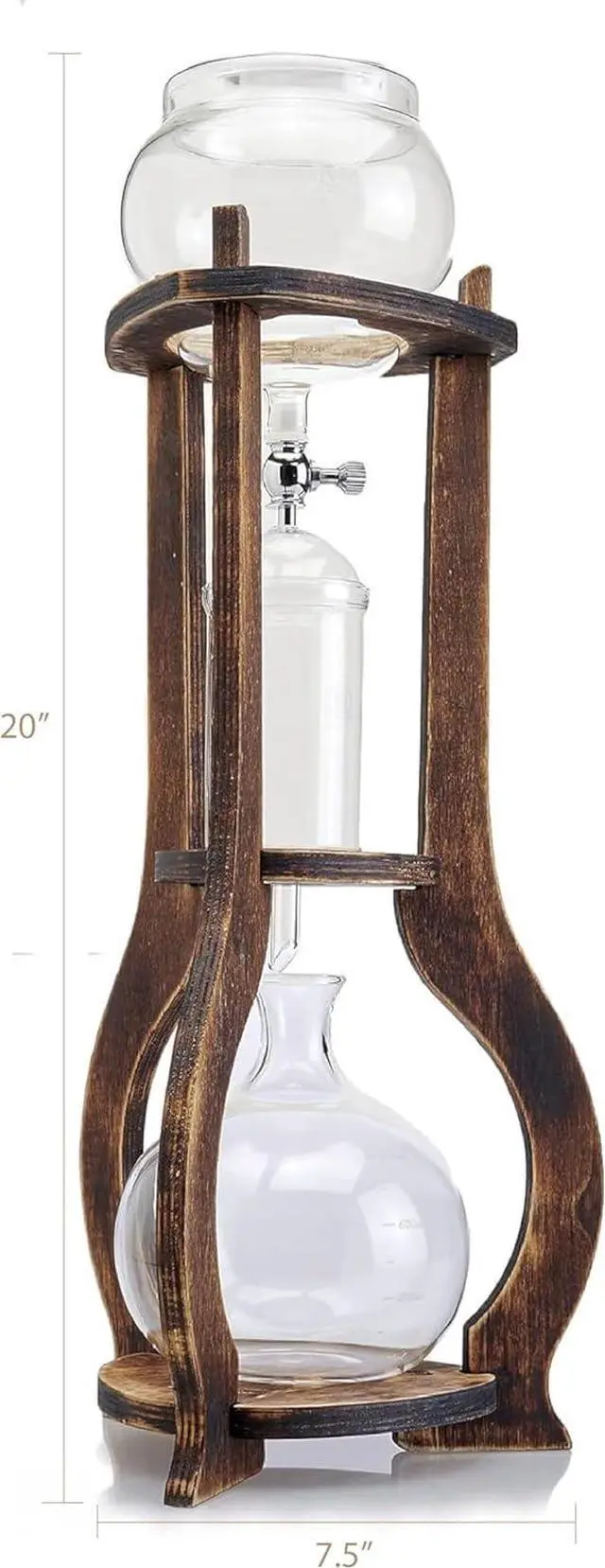 Alt view image 3 of 5 - Nispira Iced Coffee Cold Brew Drip Tower Coffee Maker Wooden, 6-8 cup