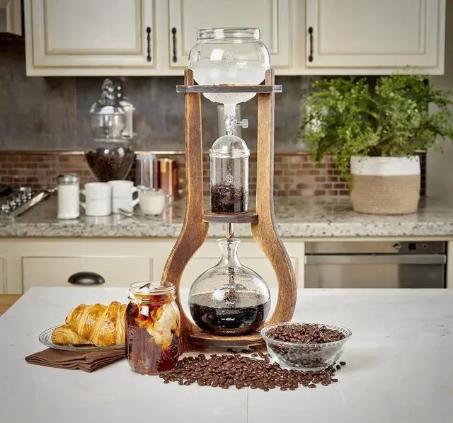 Alt view image 5 of 5 - Nispira Iced Coffee Cold Brew Drip Tower Coffee Maker Wooden, 6-8 cup
