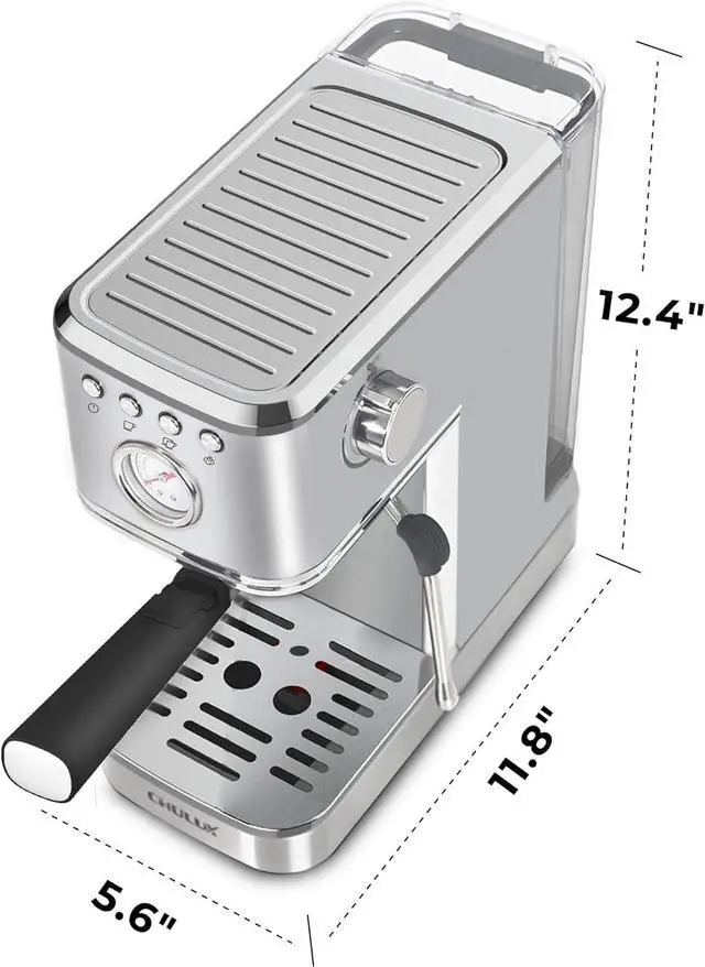 Alt view image 6 of 7 - CHULUX Kompatto Espresso Machine 20 Bar with Milk Frother, Stainless Steel Automatic Espresso Coffee Machine for Home Latte & Cappuccino Maker, 40oz Removable Water Tank, 1350W