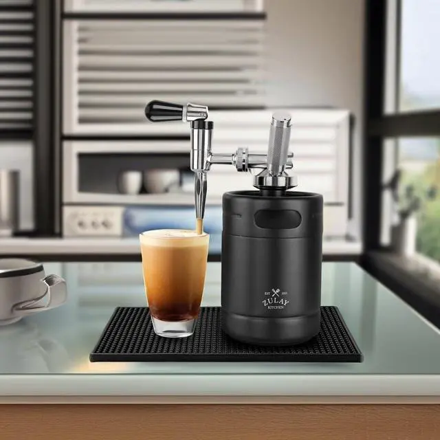 Alt view image 5 of 7 - Zulay Nitro Cold Brew Maker - Nitro Cold Brew Keg with Pressure Relieving Valve & Creamer Faucet - Gift for Coffee Lovers - Nitro Cold Brew Coffee Maker for Home - Collapsible Funnel & Drip Mat