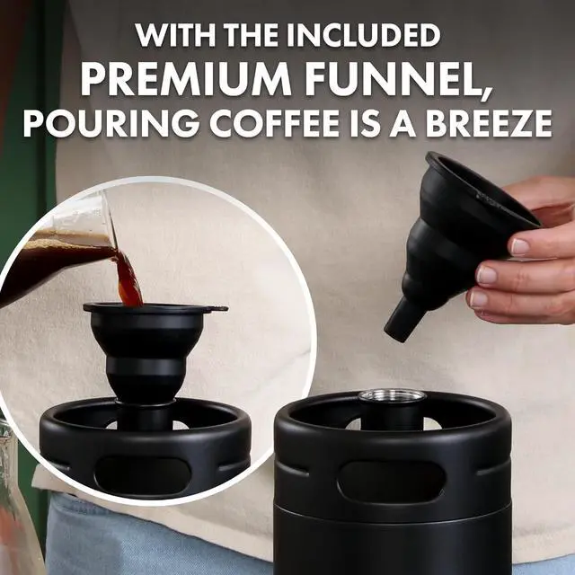 Alt view image 6 of 7 - Zulay Nitro Cold Brew Maker - Nitro Cold Brew Keg with Pressure Relieving Valve & Creamer Faucet - Gift for Coffee Lovers - Nitro Cold Brew Coffee Maker for Home - Collapsible Funnel & Drip Mat