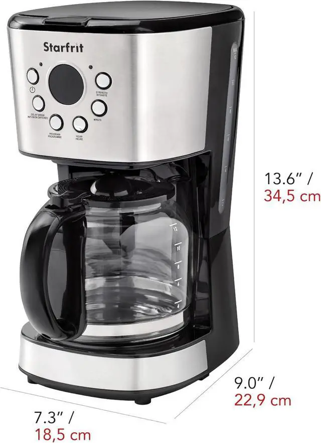 Alt view image 2 of 7 - Starfrit Programmable Drip Coffee Maker - 12 Cups - LCF Display - Stainless Steel Design
