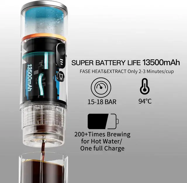 Alt view image 5 of 7 - CONQUECO Portable Espresso Coffee Machine: 12V Electric Small Travel Expresso Maker - Self Heating 8 Cups Battery Powered Compatible for Nespresso Capsule - for Camping RV Hiking Office (Brown)
