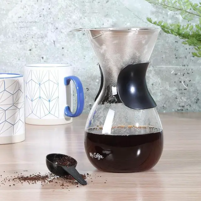 Alt view image 2 of 5 - Mr. Coffee Verduzco 3 Piece 34 OZ Borosilicate Glass Pour Over Coffee Maker w/Hand Guard