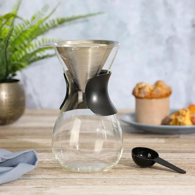 Alt view image 3 of 5 - Mr. Coffee Verduzco 3 Piece 34 OZ Borosilicate Glass Pour Over Coffee Maker w/Hand Guard
