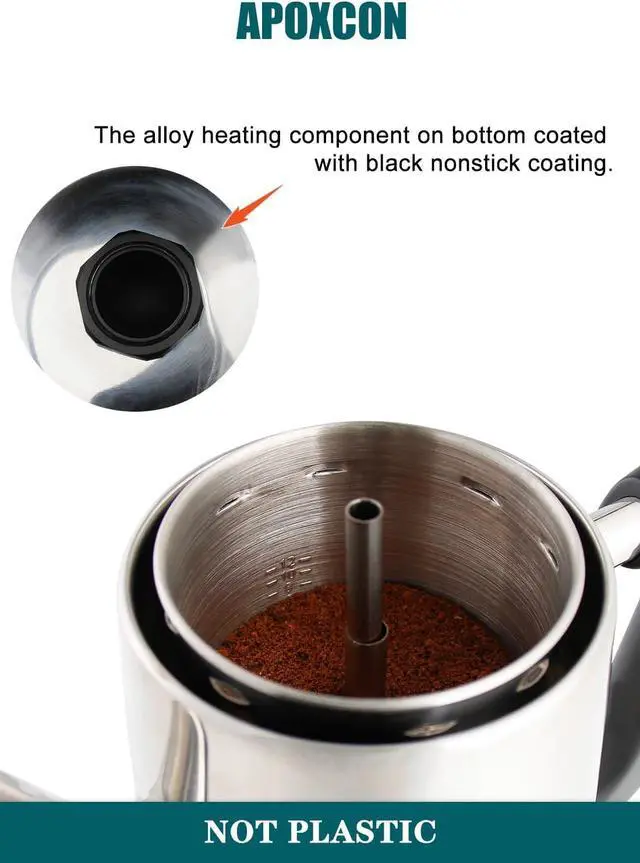 Alt view image 5 of 7 - Electric Coffee Percolator Stainless Steel Coffee Maker with Two Heat Resistant Tough Glass Clear Brew Progress Knob Classic Look Keep Warm & Cordless Serving Coffee Pot 12 Cup