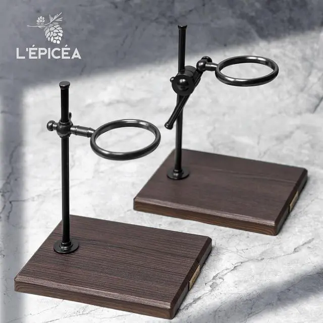 Alt view image 4 of 7 - L'ÉPICÉA Pour Over Coffee Maker Set, Pour Over Coffee Maker with Stand, Adjustable Stainless Steel Stand, Wooden Base, Paper Filters, Cone Glass Carafe, Pour Over Coffee Dripper (Black)