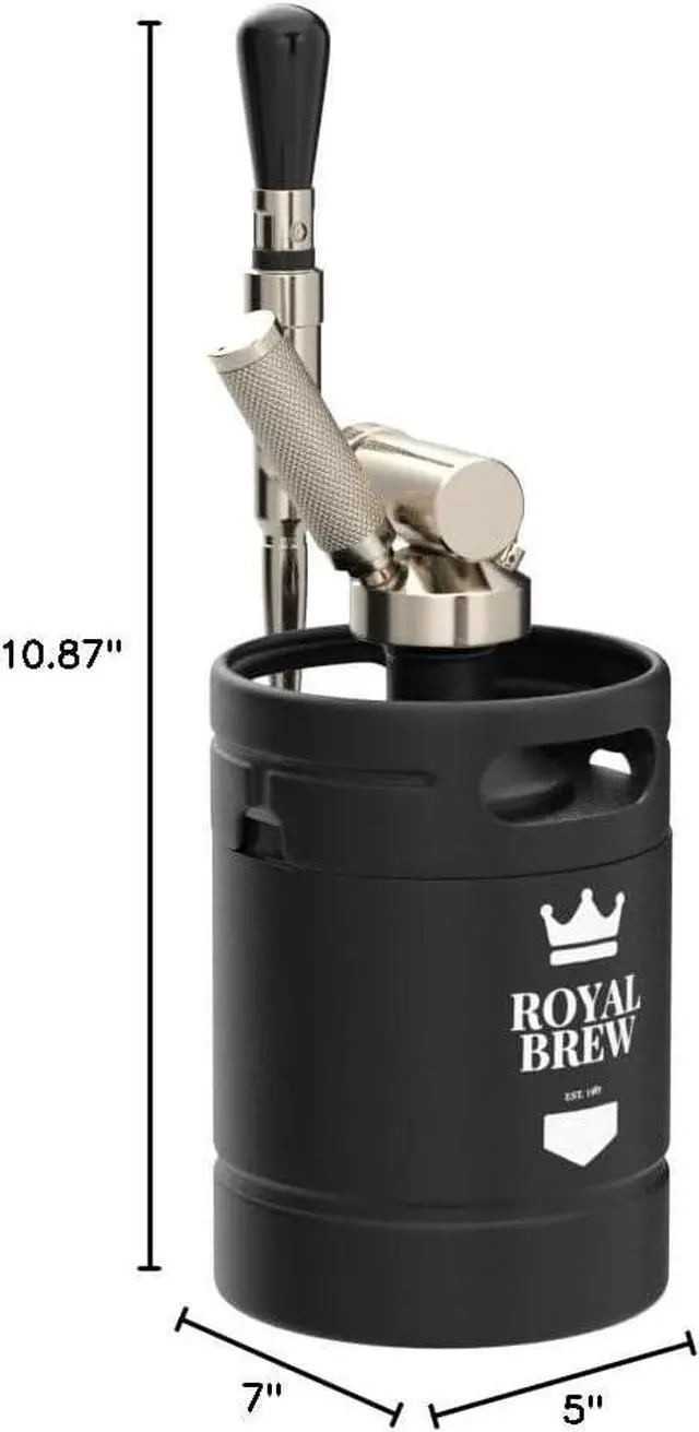 Alt view image 7 of 7 - The Original Royal Brew Nitro Cold Brew Coffee Maker - Gift for Coffee Lovers - 64 oz Home Keg, Nitrogen Gas System Coffee Dispenser Kit
