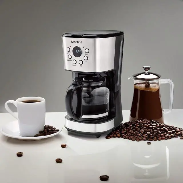 Alt view image 5 of 7 - Starfrit Programmable Drip Coffee Maker - 12 Cups - LCF Display - Stainless Steel Design