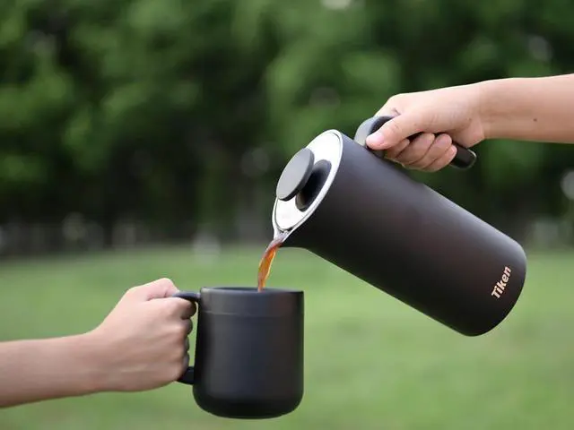Alt view image 4 of 6 - French Press Coffee Maker Stainless Steel Double-wall Vacuum Insulated Coffee Press Dishwasher Safe, 34Oz Black