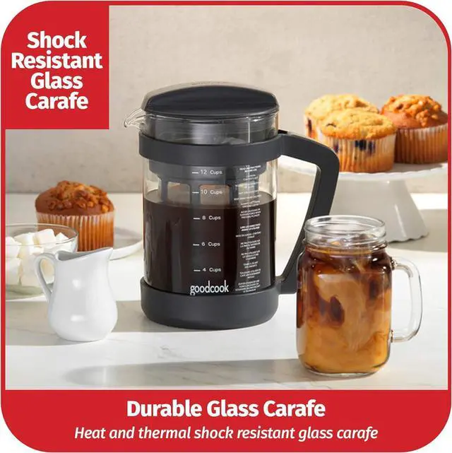 Alt view image 3 of 6 - Goodcook Koffe 1.5L Glass Cold Brew Coffee Maker with BPA-Free Plastic Frame
