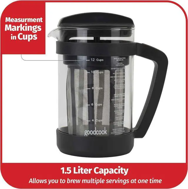 Alt view image 4 of 6 - Goodcook Koffe 1.5L Glass Cold Brew Coffee Maker with BPA-Free Plastic Frame