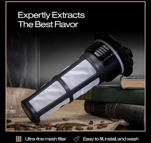 Alt view image 4 of 7 - Takeya Glass Cold Brew Coffee Maker for Iced Coffee, Airtight Pitcher, Premium Quality, 2 Quart, Black Lid and Handle