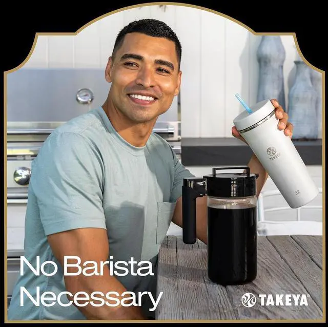 Alt view image 7 of 7 - Takeya Glass Cold Brew Coffee Maker for Iced Coffee, Airtight Pitcher, Premium Quality, 2 Quart, Black Lid and Handle