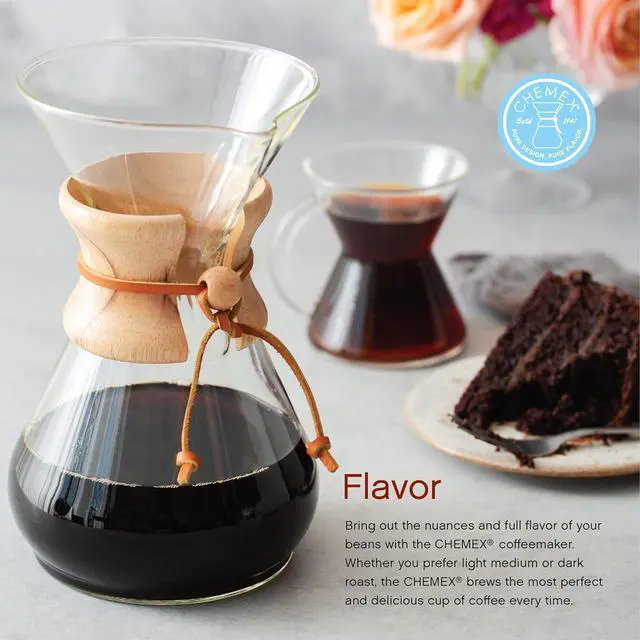 Alt view image 4 of 7 - Chemex Pour-Over Glass Coffeemaker - Glass Handle Series - 6-Cup - Exclusive Packaging