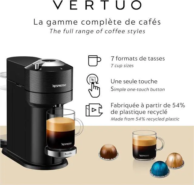 Alt view image 5 of 7 - Nespresso by Breville Vertuo Next Classic Black Coffee and Espresso Machine