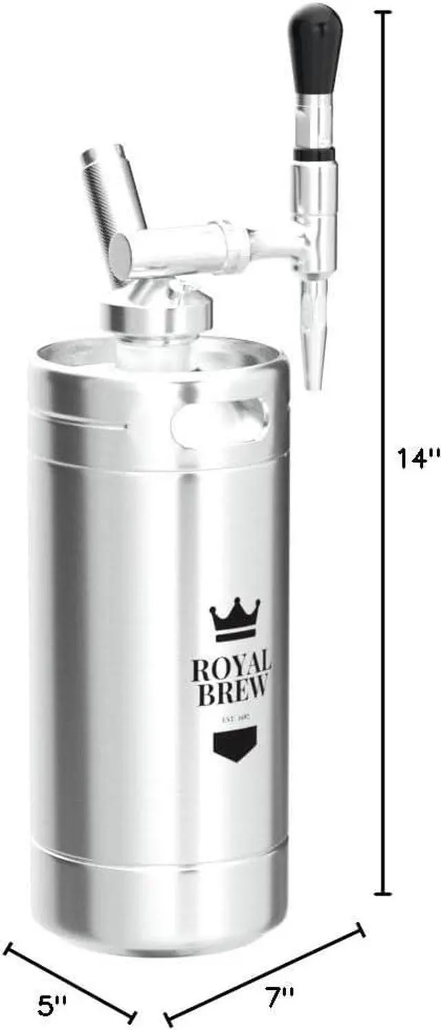 Alt view image 7 of 7 - The Original Royal Brew Nitro Cold Brew Coffee Maker - Gift for Coffee Lovers - 128 oz Extra Large Home Keg, Nitrogen Gas System Coffee Dispenser Kit
