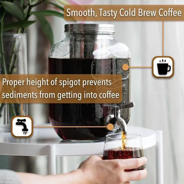 Alt view image 4 of 7 - BTaT- Cold Brew Coffee Maker, 1 Gallon Mason Jars Drink Dispenser, Gallon Cold Brew Coffee Maker, Iced Tea Maker, Cold Brew Coffee Carafe, Beverage Dispenser, Glass Dispenser, Cold Brew System