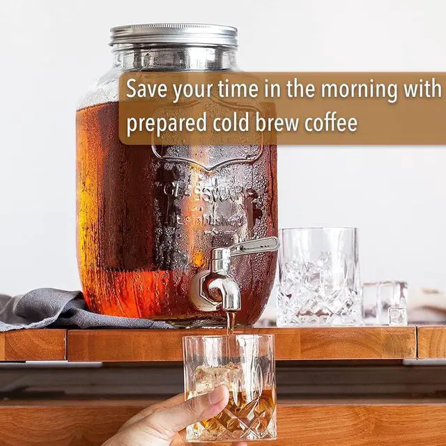 Alt view image 7 of 7 - BTaT- Cold Brew Coffee Maker, 1 Gallon Mason Jars Drink Dispenser, Gallon Cold Brew Coffee Maker, Iced Tea Maker, Cold Brew Coffee Carafe, Beverage Dispenser, Glass Dispenser, Cold Brew System