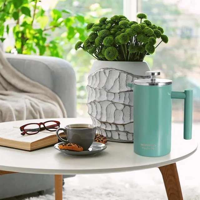 Alt view image 7 of 7 - Mixpresso Stainless Steel French Press Coffee Maker 26 Oz 770 Ml Double Wall Metal Insulation Coffee Press & Tea Brewer Easy Clean & Easy Press, Strong Quality Coffee Press, Green Small French Press