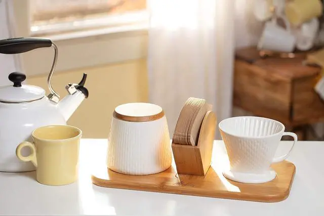 Alt view image 6 of 6 - Melitta Artisan Porcelain Pour-Over Coffeemaker and Canister Set, White
