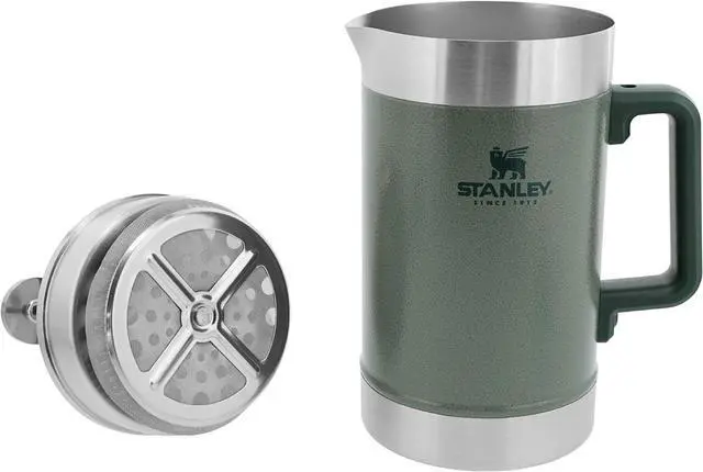 Alt view image 3 of 7 - Stanley Classic Stay-Hot French Press Coffee Maker 48 oz | 5 Minute Brew, 4 Hours Hot | Mesh Filter for Coffee Grounds | Insulated Stainless Steel French Press | BPA-Free | Hammertone Green
