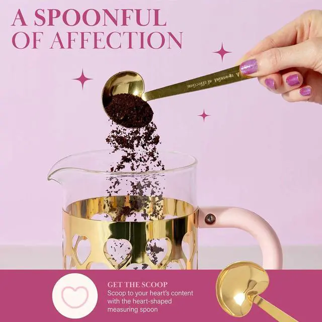 Alt view image 6 of 7 - Paris Hilton French Press Coffee Maker With Heart Shaped Measuring Scoop, 2-Piece Set, 8-Cup or 34-Ounce, Pink