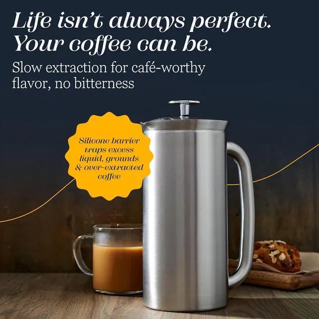 Alt view image 6 of 7 - ESPRO P7 French Press Coffee Maker - Double-Walled Stainless Steel Insulated with Micro-Filter, 32 Ounces, Brushed Stainless Steel