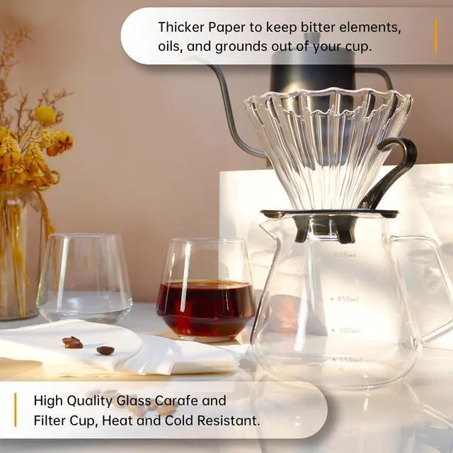 Alt view image 4 of 7 - SuperCook Coffee Pour Over Kit Hand Drip with Kettle, Electric Grinder, Camping Travel Coffee Kit Ideal for Anniversary Birthday Gift