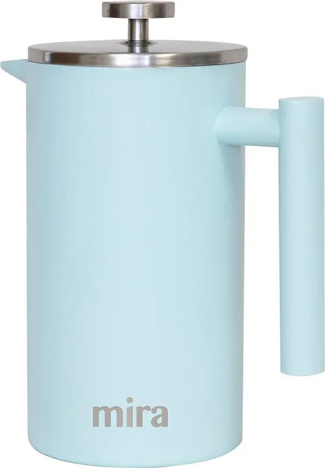 Main image of MIRA 20 oz Insulated French Press - Stainless Steel Coffee & Tea Maker - Double Wall Temperature Control Brewer, Pearl Blue