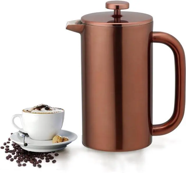 Main image of 8-Cup Double Wall Insulated Stainless Steel French Coffee Press, 32-Ounce Durable Coffee Tea Maker with Stainless Steel Plunger, Copper