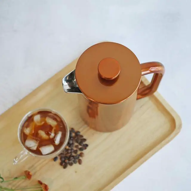 Alt view image 6 of 6 - 8-Cup Double Wall Insulated Stainless Steel French Coffee Press, 32-Ounce Durable Coffee Tea Maker with Stainless Steel Plunger, Copper