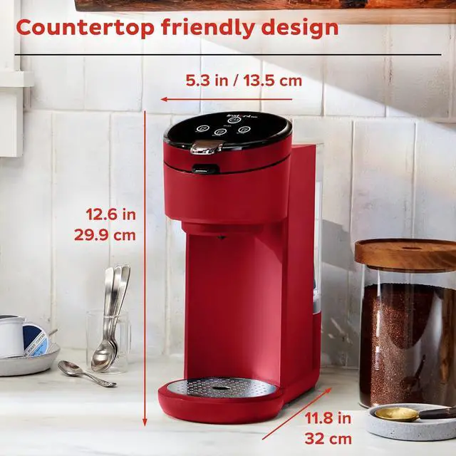 Alt view image 7 of 7 - Instant Solo Single Serve Coffee Maker, From the Makers of Pot, K-Cup Pod Compatible Brewer, Includes Reusable & Bold Setting, Brew 8 to 12oz., 40oz. Water Reservoir, Red