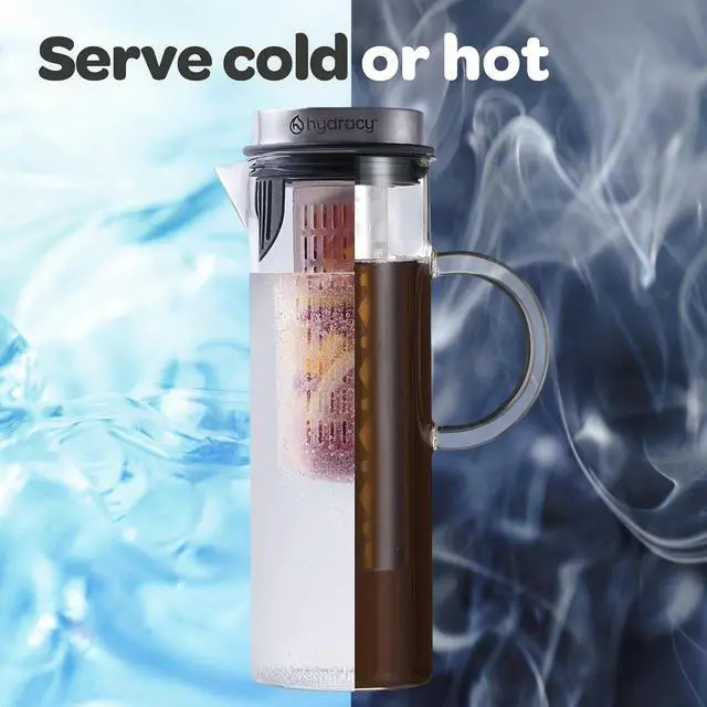 Alt view image 5 of 7 - Cold Brew Coffee Maker - Large Glass Infusion Pitcher 1.6 Quarts 52oz - Iced Coffee & Iced Tea Pitcher with Stainless Steel Lid & Fruit Infusion Tube - Perfect for Home or Office