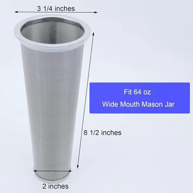 Alt view image 4 of 7 - Fermus Set of 2 Cold Brew Coffee Maker, 64oz / 2Quart Glass Pitcher with Stainless Steel Filter and Pour Spout Handle Lid, Mason Jar for Making Cold Coffee, Fruit Drinks, Sun Tea (2)
