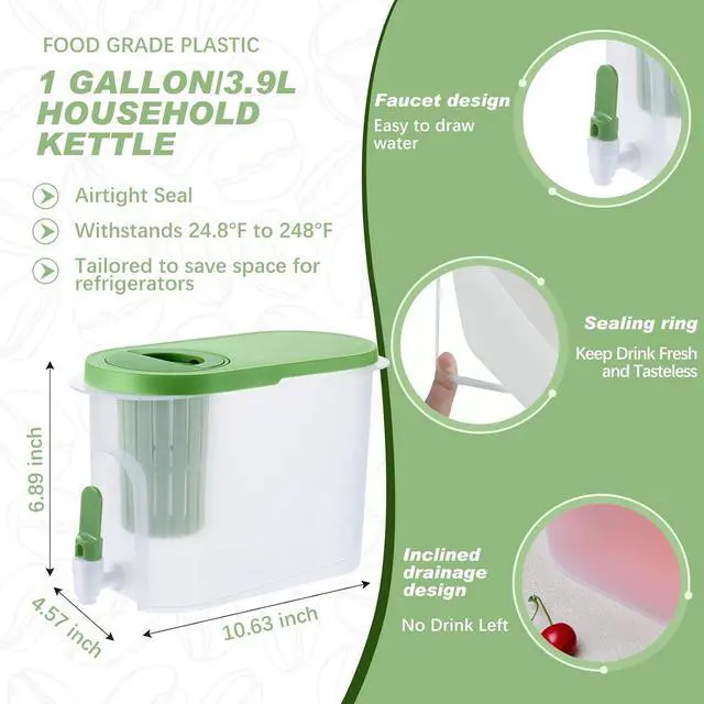 Alt view image 2 of 7 - 2 Pcs Cold Brew Maker 1 Gallon Plastic Cold Brew Coffee Maker and 2 Filter Infuser Beverage Drink Dispensers for Parties Cold Brew Pitcher with Spigot Juice Containers for Water (Green)