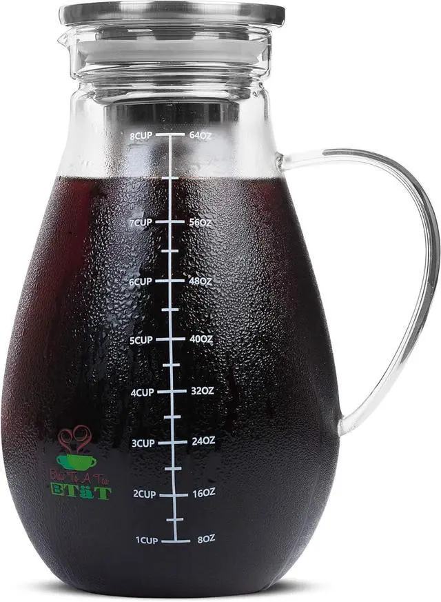 Main image of BTaT- Cold Brew Coffee Maker, Iced Coffee Maker, 2 Liter (2 Quart, 64 oz), Iced Tea Maker, Cold Brew Maker, Tea Pitcher, Coffee Accessories, Iced Tea Pitcher, Cold Brew System, Cold Brew Pitcher