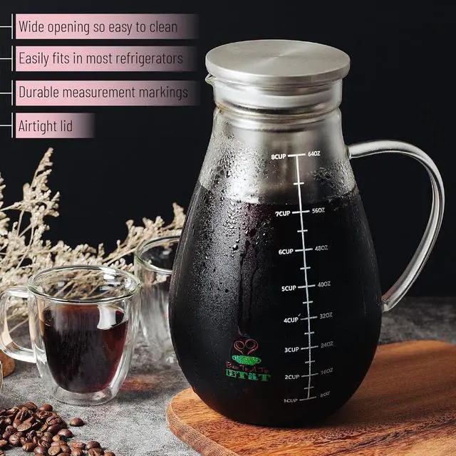 Alt view image 5 of 5 - BTaT- Cold Brew Coffee Maker, Iced Coffee Maker, 2 Liter (2 Quart, 64 oz), Iced Tea Maker, Cold Brew Maker, Tea Pitcher, Coffee Accessories, Iced Tea Pitcher, Cold Brew System, Cold Brew Pitcher