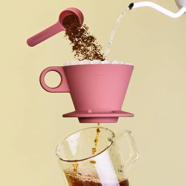 Alt view image 2 of 5 - Verve Dwell Dripper Pour Over Coffee Maker Set, Non-Electric Coffee Dripper, Manual Brew Maker (Pink)