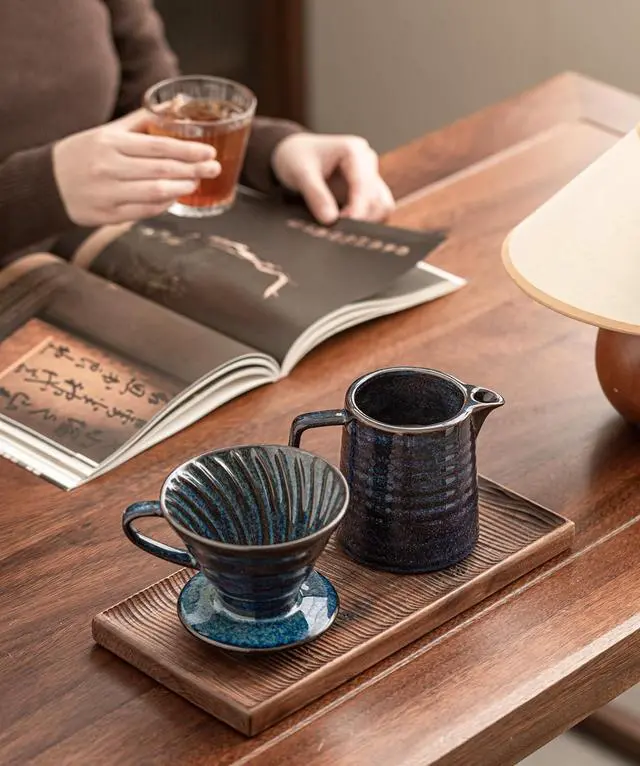 Alt view image 6 of 7 - Pour Over Coffee Maker,Ceramic Coffee Maker With 40 pcs V60 Paper Filter15oz/450ml Pour Over Coffee Dripper (Starry Blue, V02)