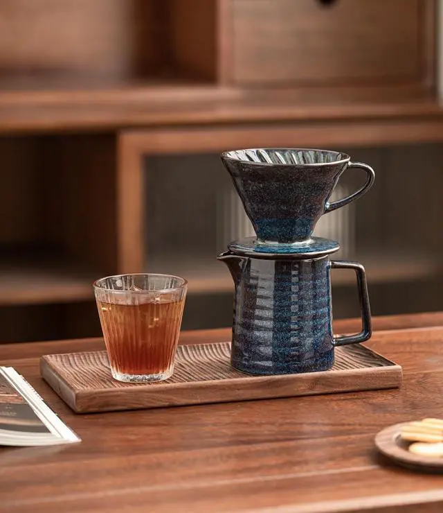 Alt view image 7 of 7 - Pour Over Coffee Maker,Ceramic Coffee Maker With 40 pcs V60 Paper Filter15oz/450ml Pour Over Coffee Dripper (Starry Blue, V02)