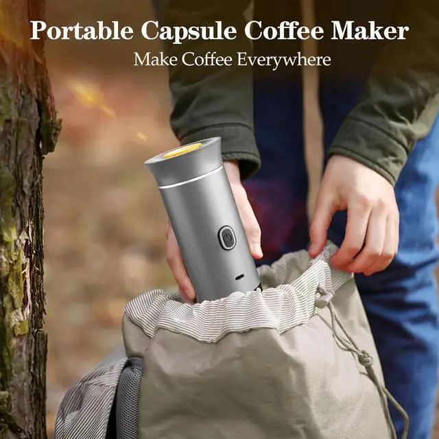 Alt view image 5 of 7 - 3-in-1 Portable Espresso Maker, Mini Coffee Maker for Travel, Self-Heating Car Coffee Maker with USB-C, Small Espresso Machine with Ground Coffee & Capsules (NSDG) for RV, Hiking, Office (silver)