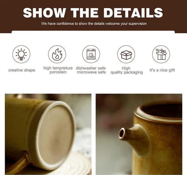 Alt view image 4 of 5 - Pour Over Coffee Maker Set Vintage Ceramic Pour Over V60 Coffee Dripper Set with 20 Count Paper Coffee Filters,for Home Café Restaurant Camping,15.8 Ounces(Yellow)