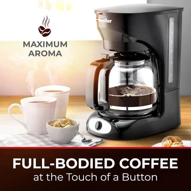 Alt view image 2 of 7 - Mueller 12-Cup Drip Coffee Maker Machine with Anti-Drip System, Permanent Filter, Glass Carafe, and Auto Keep Warm Function