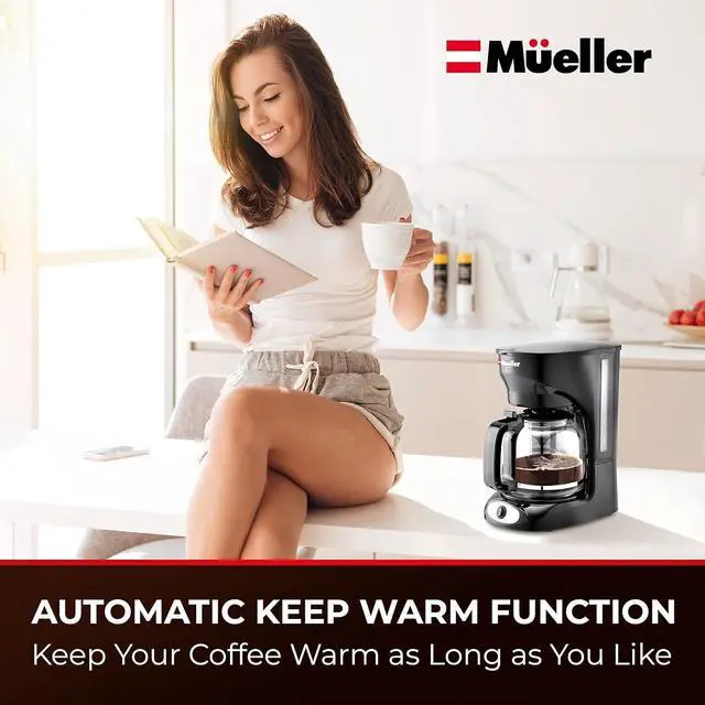 Alt view image 6 of 7 - Mueller 12-Cup Drip Coffee Maker Machine with Anti-Drip System, Permanent Filter, Glass Carafe, and Auto Keep Warm Function