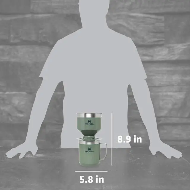 Alt view image 5 of 7 - Stanley Perfect Brew Pour Over Set | 12 oz Camp Mug with Lid Included | Drip Coffee Maker with Reusable Filter | Insulated Stainless Steel | BPA-Free | Hammertone Green