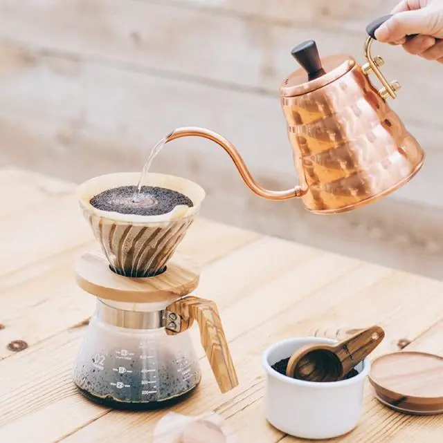 Alt view image 3 of 7 - Hario VDGR-02-OV V60 Heat Resistant Glass, Permeable, Coffee Dripper, Olive Wood, 02, Coffee Drip, For 1 to 4 Cups