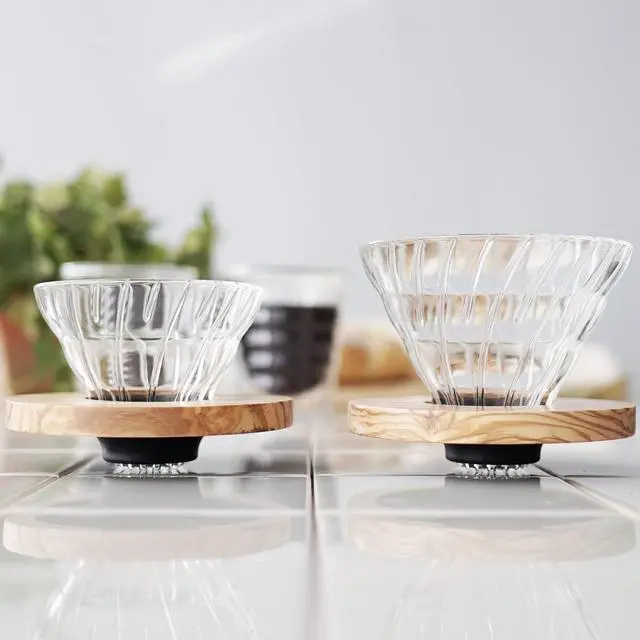 Alt view image 4 of 7 - Hario VDGR-02-OV V60 Heat Resistant Glass, Permeable, Coffee Dripper, Olive Wood, 02, Coffee Drip, For 1 to 4 Cups